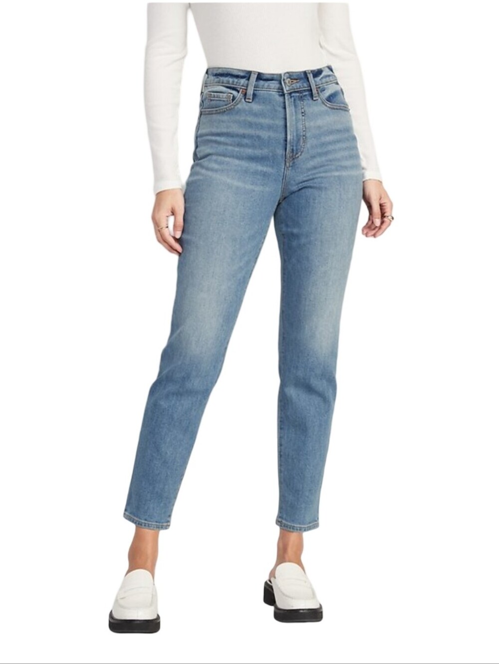Old Navy Highrise O.G. Straight Built In Warm Light Wash Mom Jeans Size 14
